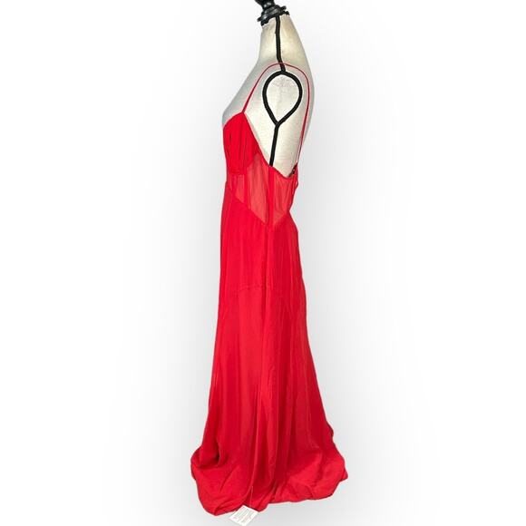 ASOS DESIGN Maxi Dress Women's 10 Ruched Bust Chiffon Paneled Corset A-Line NWT - Picture 4 of 11